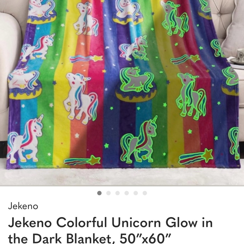 Colorful Unicorn Blanket- GLOW IN THE DARK- NWT